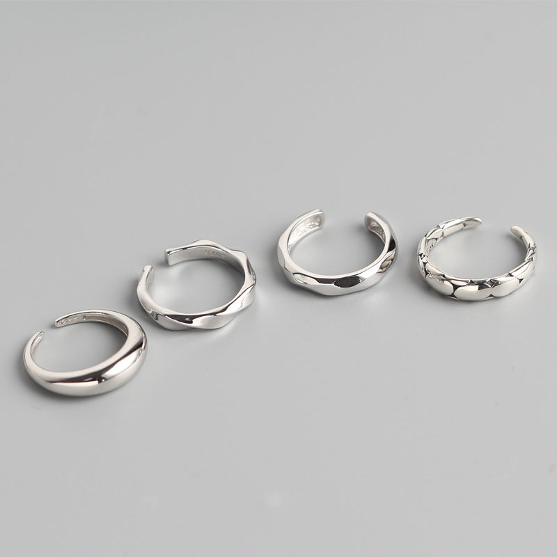 Minimalist 925 Sterling Silver Geometric Polished Ring for Women