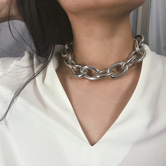 Collana girocollo da donna punk vintage minimalista in metallo geometrico