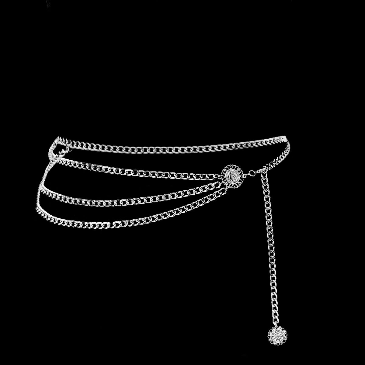 Vintage Multi-layer Chain Waist Chain for Women Plated Metal Body Chain with Tassels and Chains