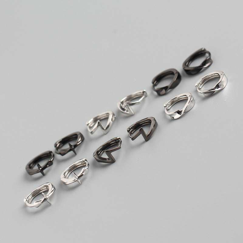 Minimalist 925 Sterling Silver Geometric Cross Polished Hoop Earrings