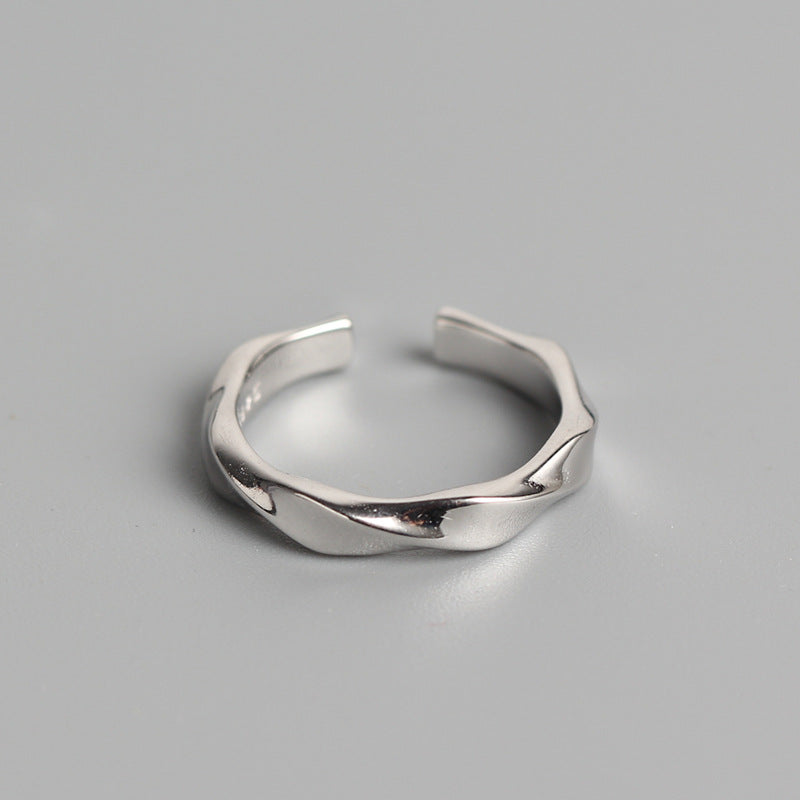 Minimalist 925 Sterling Silver Geometric Polished Ring for Women