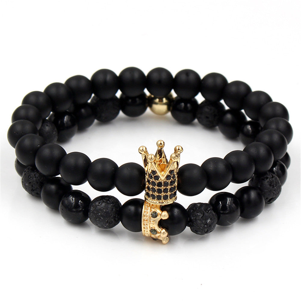 Crown Shaped Alloy Bracelet Set with Rhinestone and Turquoise Inlay for Unisex