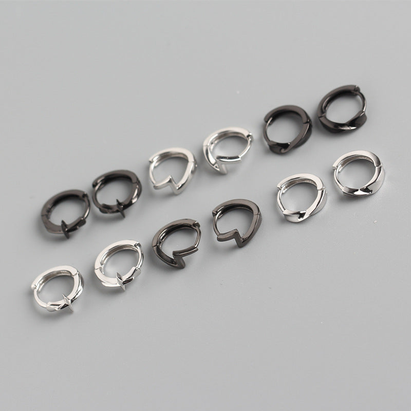 Minimalist 925 Sterling Silver Geometric Cross Polished Hoop Earrings