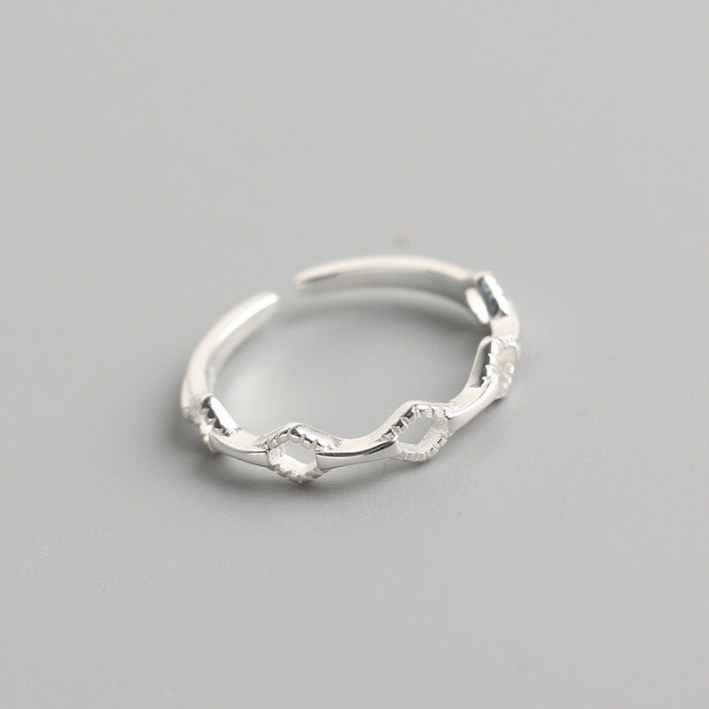 Set di Anelli Geometrici a Cuore e Stella Lucidi in Argento Sterling 925, Dolce e Minimalista, da Donna
