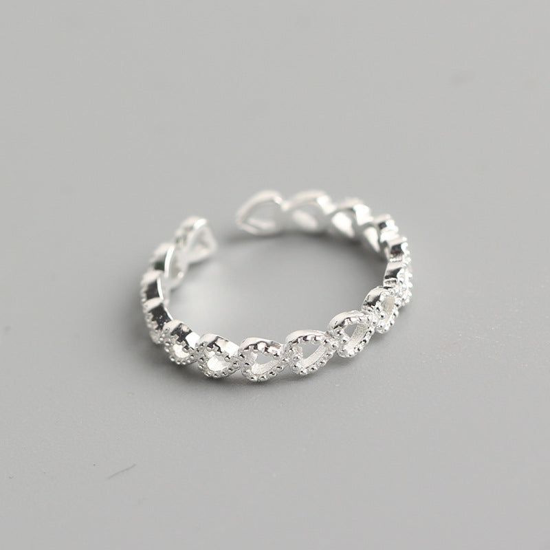 Set di Anelli Geometrici a Cuore e Stella Lucidi in Argento Sterling 925, Dolce e Minimalista, da Donna