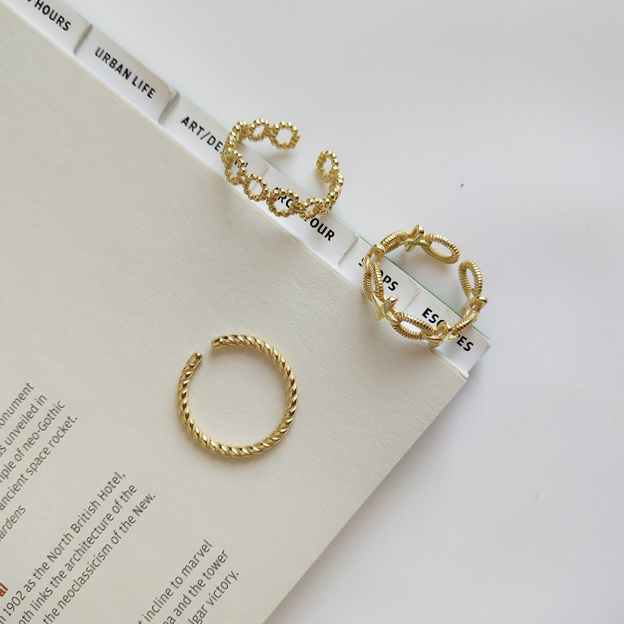 925 Sterling Silver Geometric Rope Chain Ring for Women