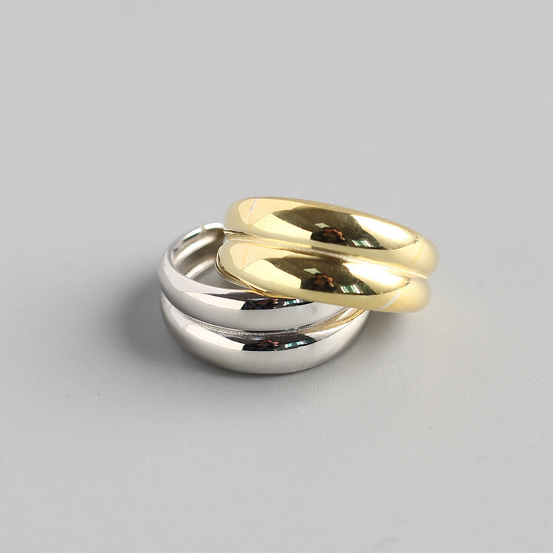 Anello da donna minimalista geometrico rotondo lucido in argento sterling 925