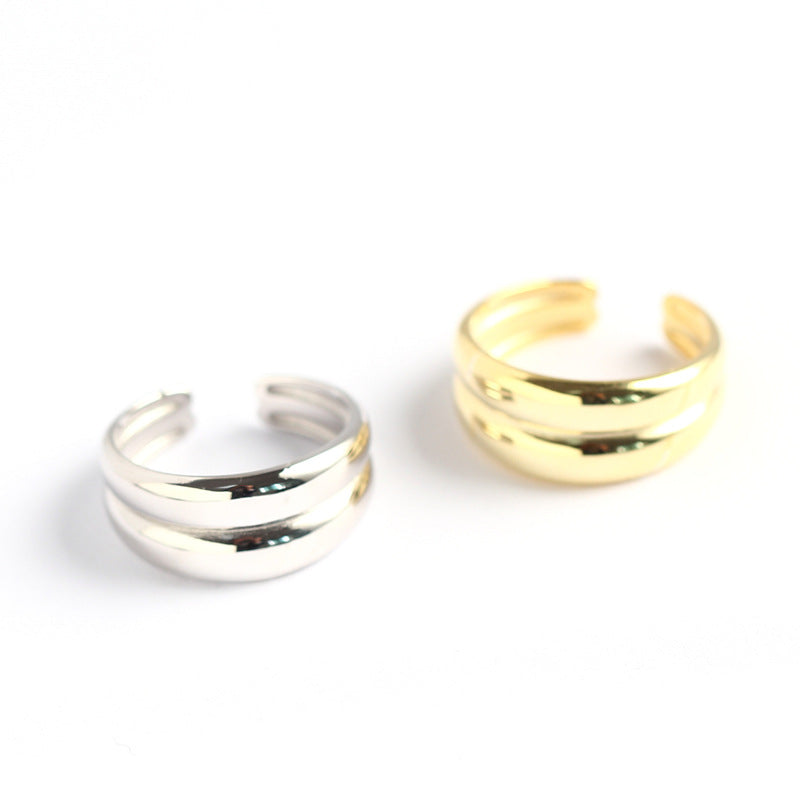 Anello da donna minimalista geometrico rotondo lucido in argento sterling 925