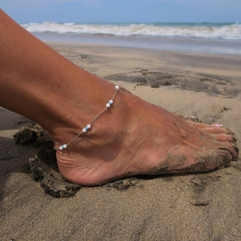 Women's Geometric Alloy Anklet Hand-Strung Fashion Accessory for Street Style