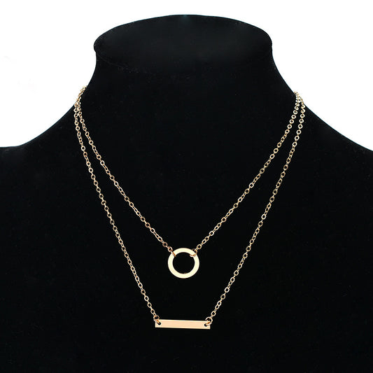 Collana con barra a cerchio geometrico da donna con catena a serpente, collana con ciondolo in metallo alla moda minimalista