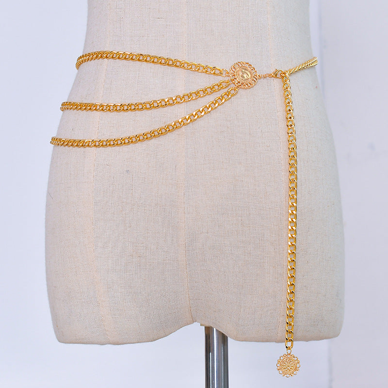Punk Vintage Casual Alloy Multi-Layer Exaggerated Queen Head Body Chain for Women