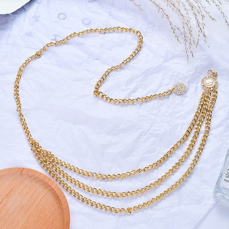 Punk Vintage Casual Alloy Multi-Layer Exaggerated Queen Head Body Chain for Women
