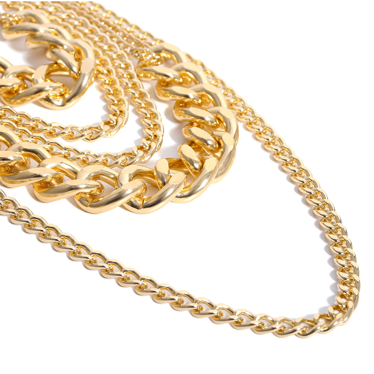 Collana a catena lunga a più strati con nappe, stile punk, da donna