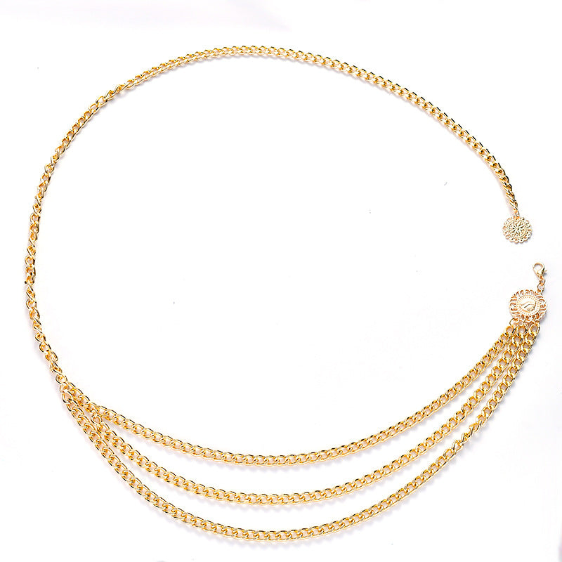 Punk Vintage Casual Alloy Multi-Layer Exaggerated Queen Head Body Chain for Women