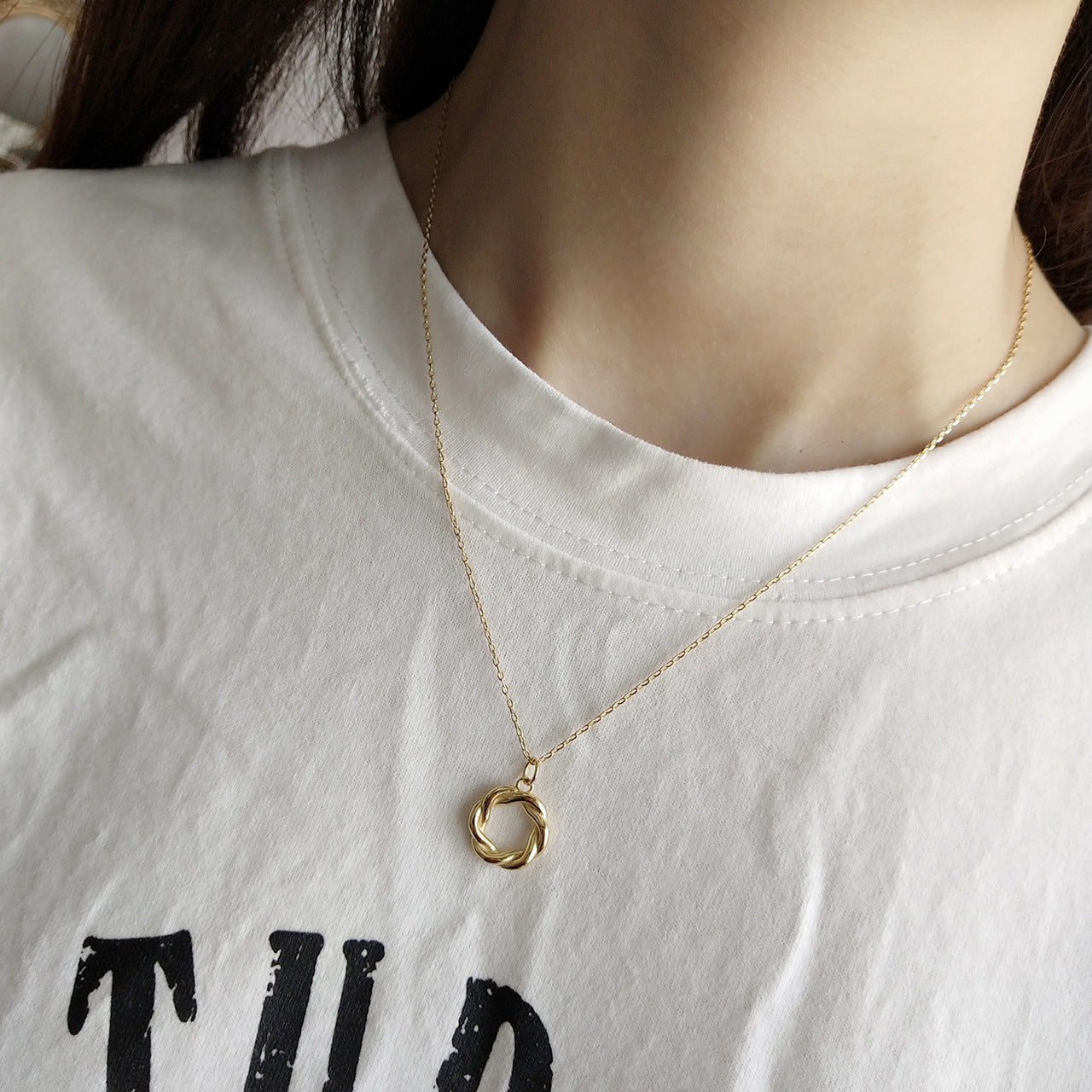 Geometric 925 Sterling Silver Gold Plated Necklace for Women