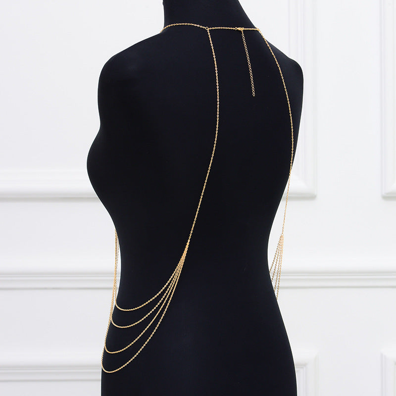 Oversized Multi-Layer Tassel Pearl Body Chain for Women Alloy Geometric Style