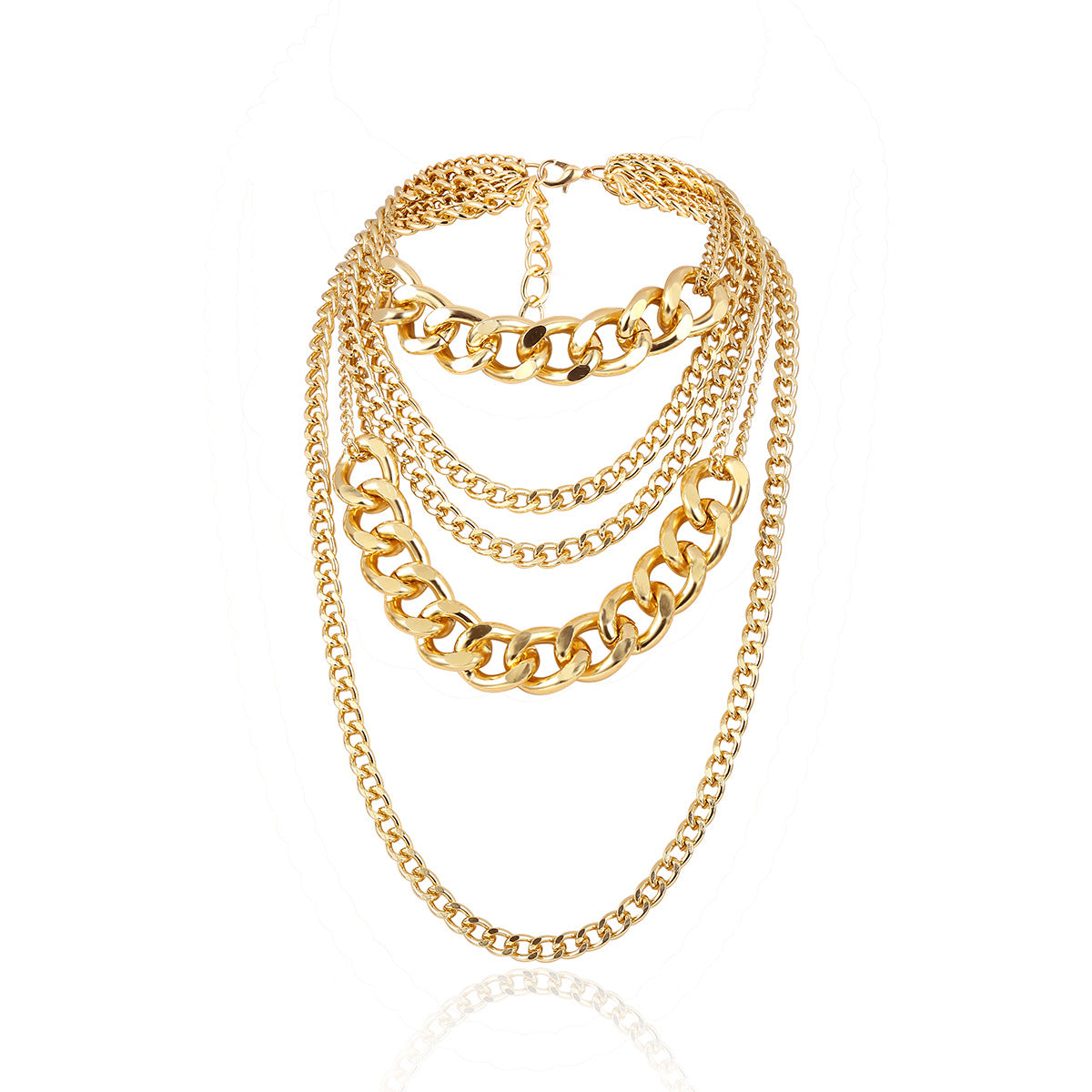 Collana a catena lunga a più strati con nappe, stile punk, da donna