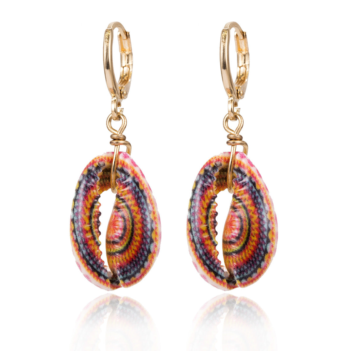 Minimalist Elegant Alloy Plated Star Shell Relief Floral Earrings for Women