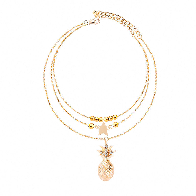 Fashion Women's Multi-Layer Star Beaded Pineapple Anklet