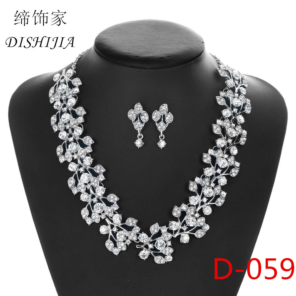 Dulce Conjunto de Collar y Pendientes de Aleación con Incrustaciones de Pedrería, Joyería para Fiesta de Boda o Escenario
