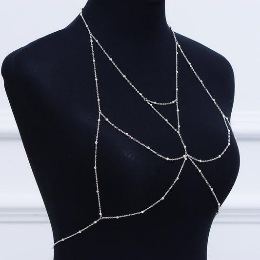 Catena a maglie geometrica alla moda per donna, gioielli bikini placcati in lega