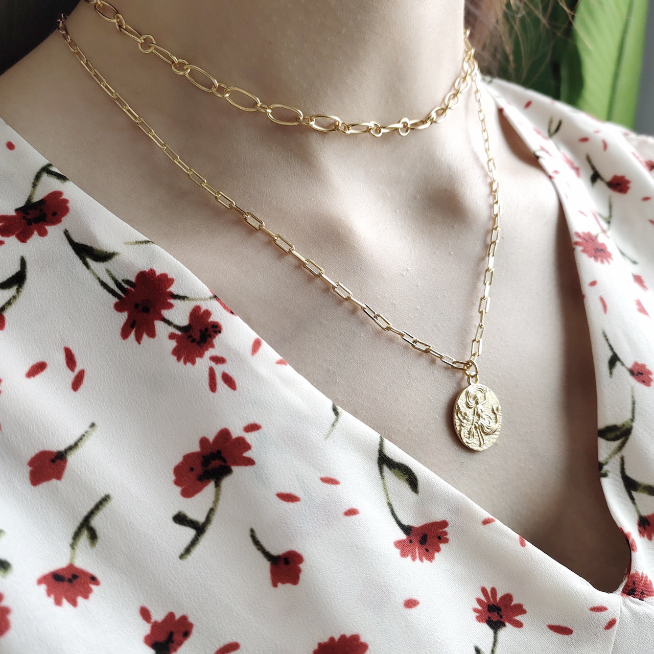18K Gold Plated 925 Sterling Silver Geometric Mermaid Necklace