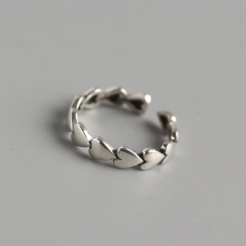 Vintage 925 Sterling Silver Heart Ring for Women