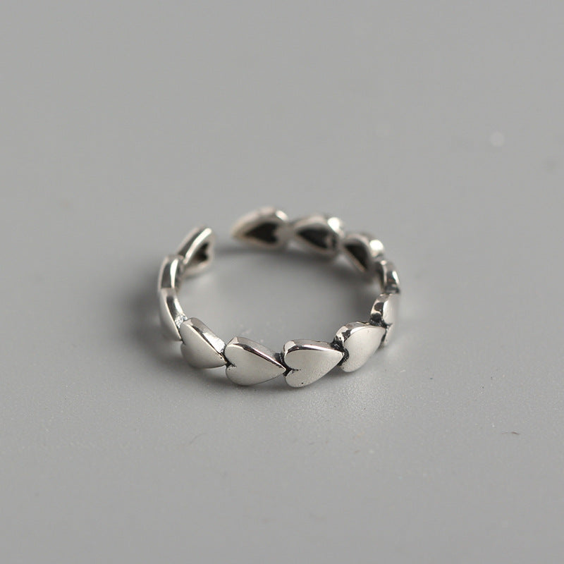 Vintage 925 Sterling Silver Heart Ring for Women