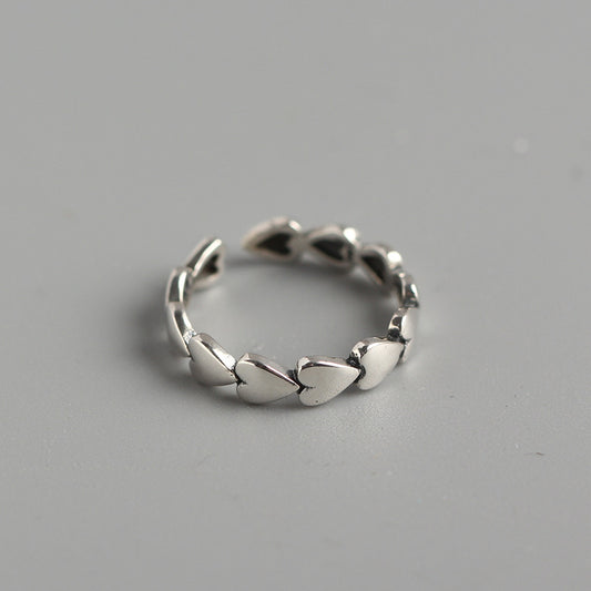 Vintage 925 Sterling Silver Heart Ring for Women