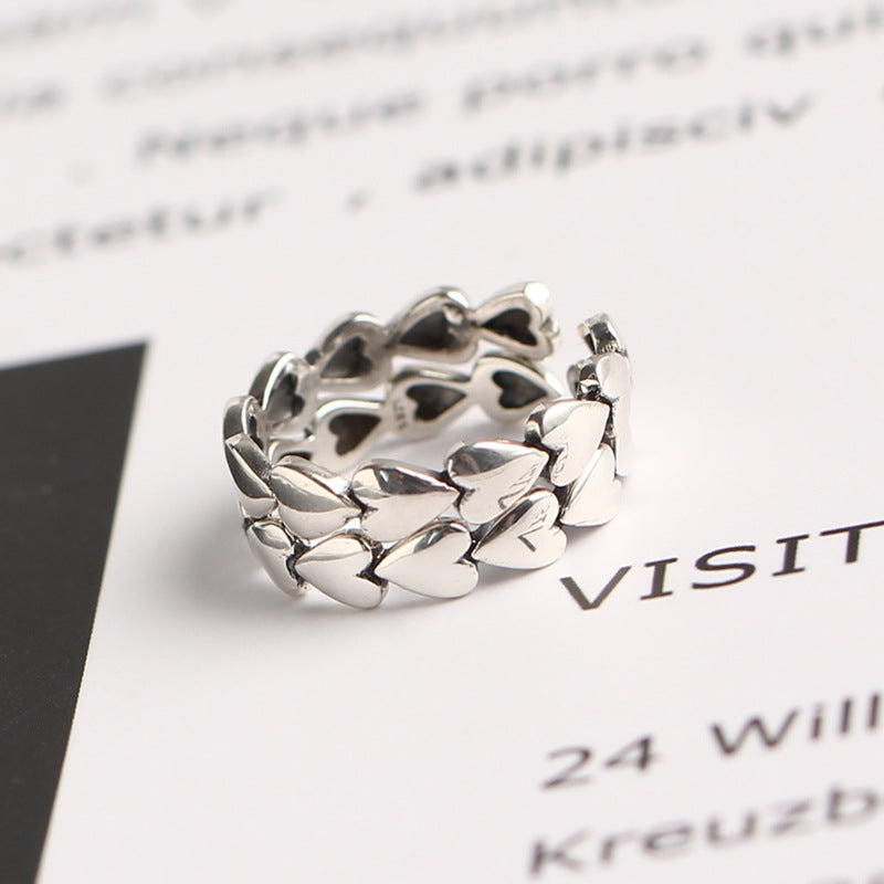 Vintage 925 Sterling Silver Heart Ring for Women