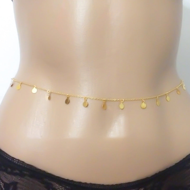 Minimalist Metal Plated Tassel Body Chain with Sequins for Women