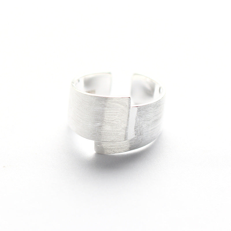 Minimalist 925 Sterling Silver Brushed Geometric Round Open Ring for Women