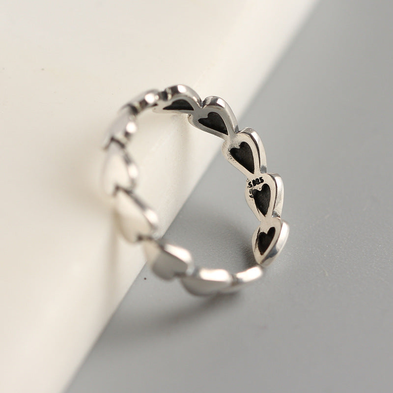 Vintage 925 Sterling Silver Heart Ring for Women