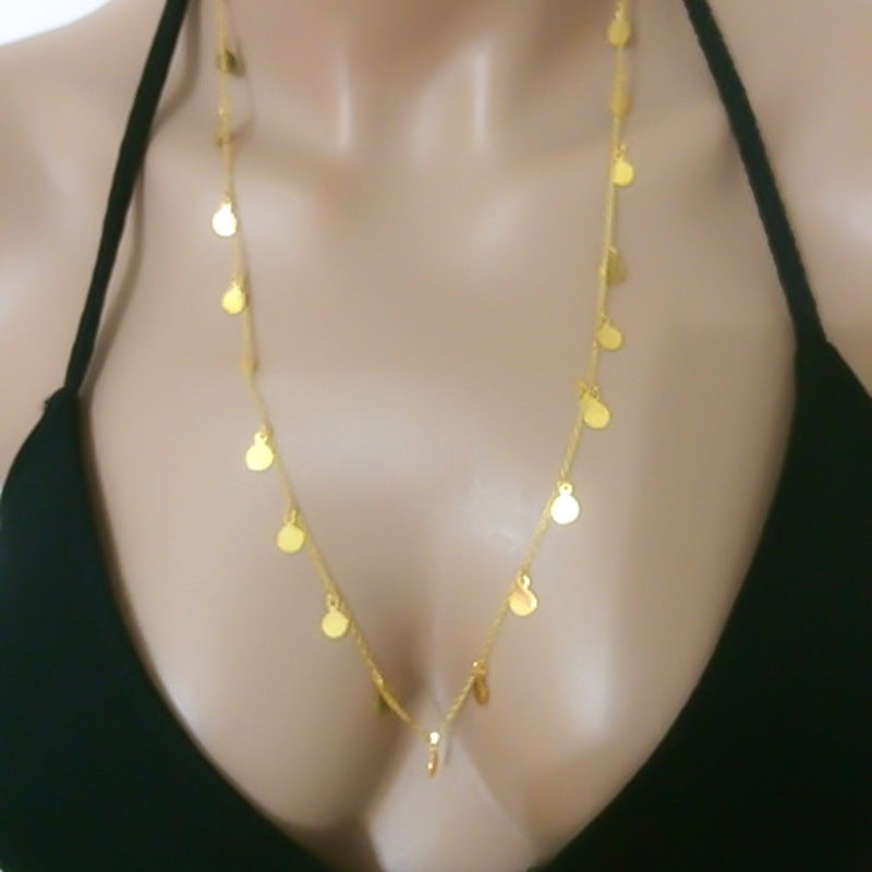 Minimalist Metal Plated Tassel Body Chain with Sequins for Women