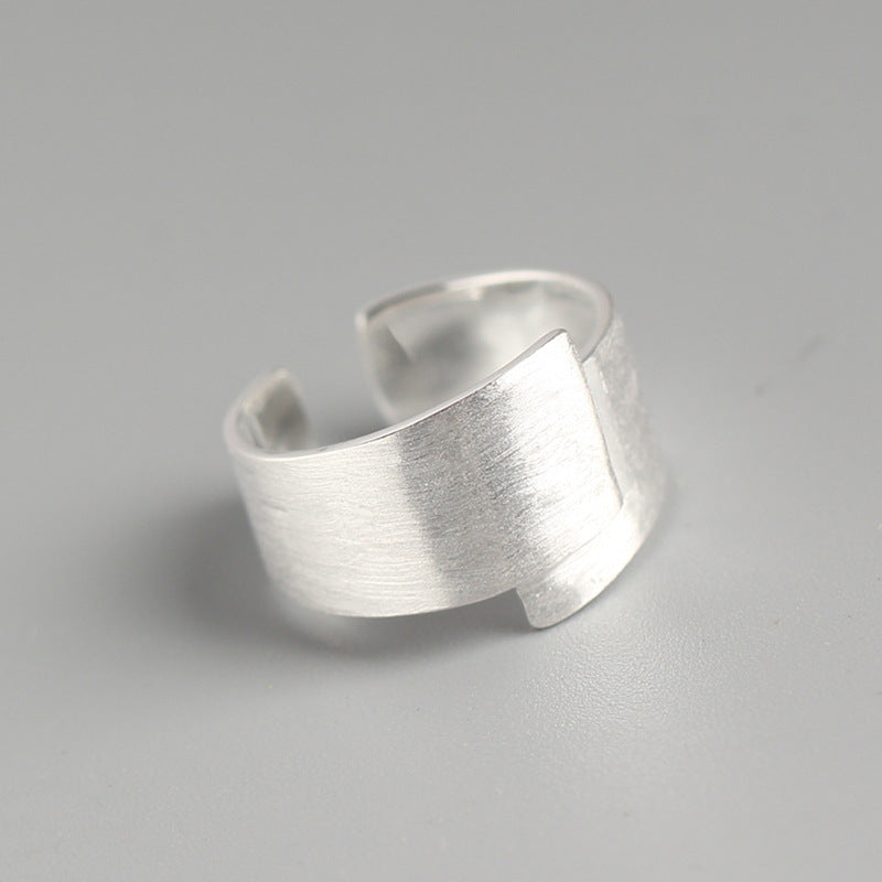 Minimalist 925 Sterling Silver Brushed Geometric Round Open Ring for Women
