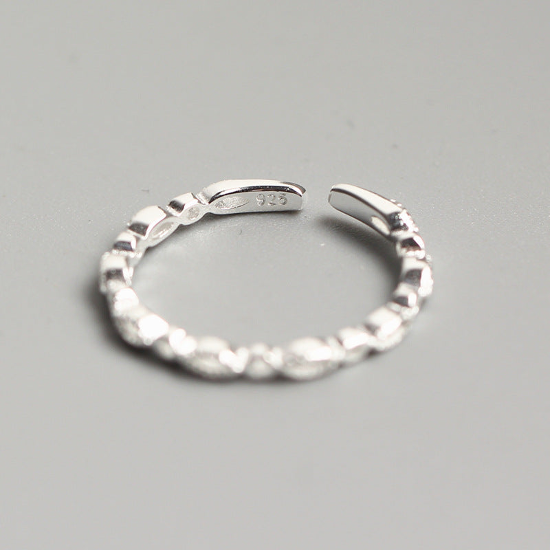 Minimalist 925 Sterling Silver Wave Polished Ring Set for Women