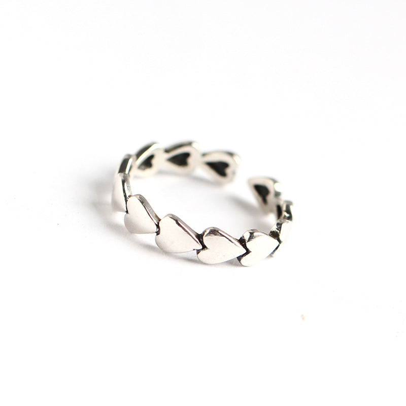 Vintage 925 Sterling Silver Heart Ring for Women