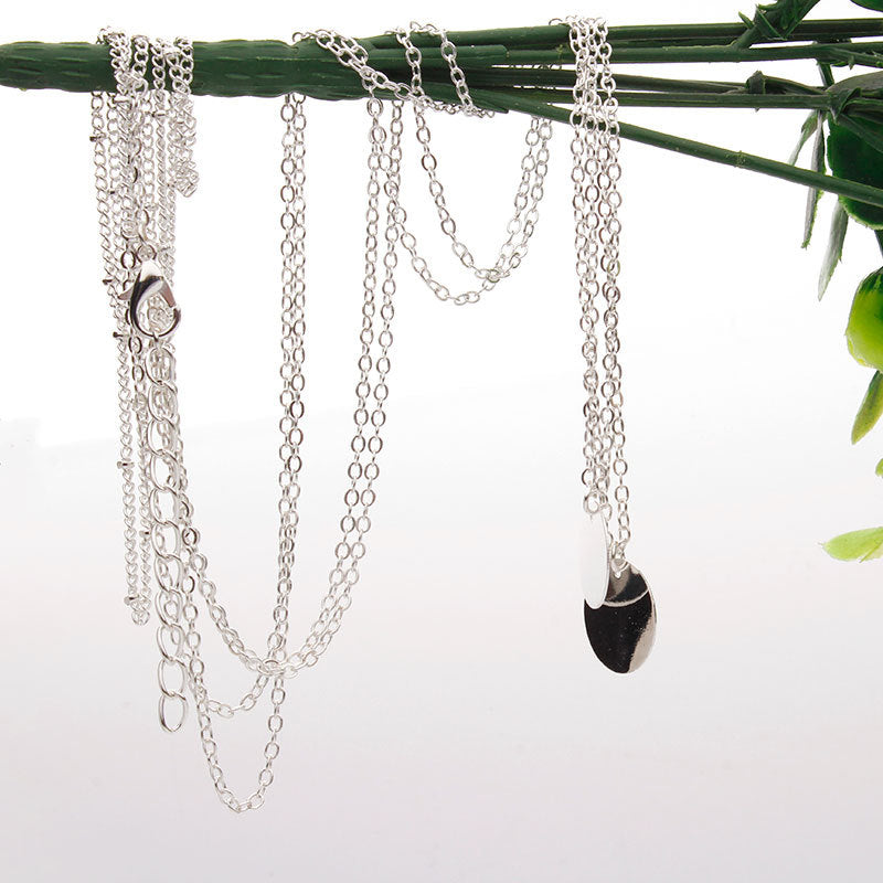Minimalist Teardrop Pendant Layered Necklace for Women Sequined Alloy Fashion Jewelry