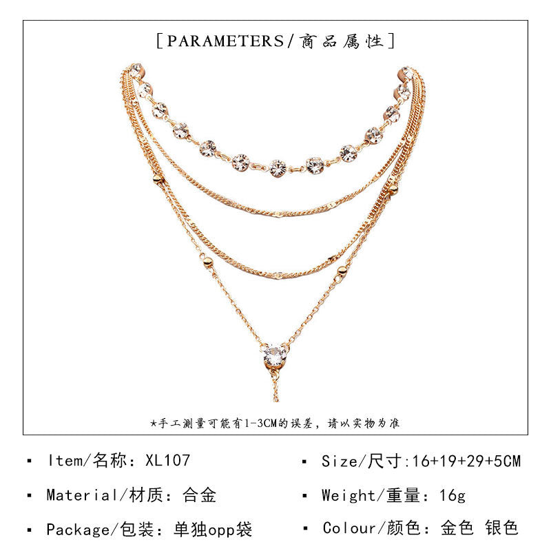 Alloy Geometric Y-Necklace with Rhinestone Accents