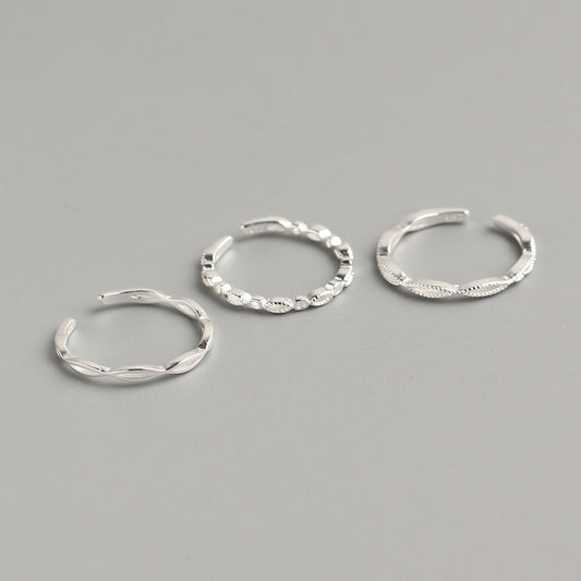 Anillo Minimalista de Plata de Ley 925 Pulido con Diseño de Ola para Mujer