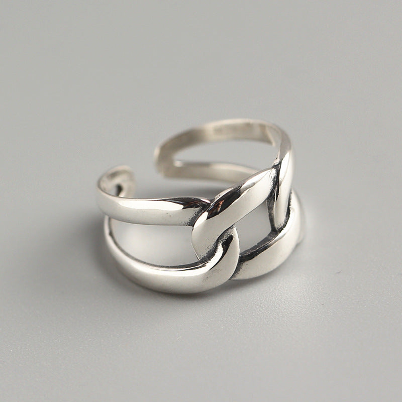 Anello Minimalista in Argento Sterling 925, Geometrico Quadrato Lucidato da Donna