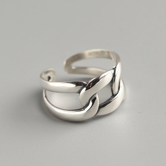 Anillo Minimalista de Plata de Ley 925 Pulido Cuadrado Geométrico para Mujer