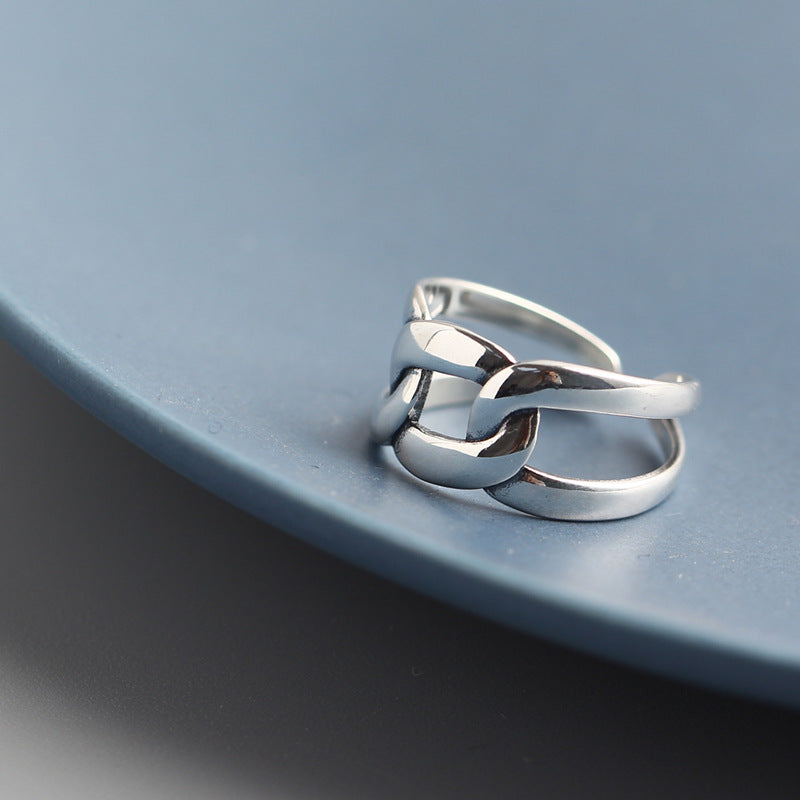 Anello Minimalista in Argento Sterling 925, Geometrico Quadrato Lucidato da Donna