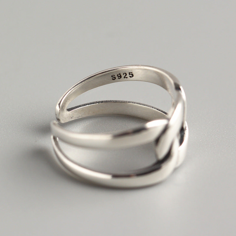 Anello Minimalista in Argento Sterling 925, Geometrico Quadrato Lucidato da Donna