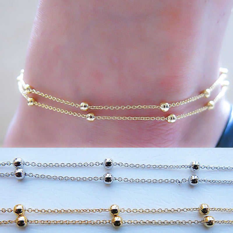 Women's Alloy Beaded Anklet Minimalist Western Style Summer Beach Anklet for Women