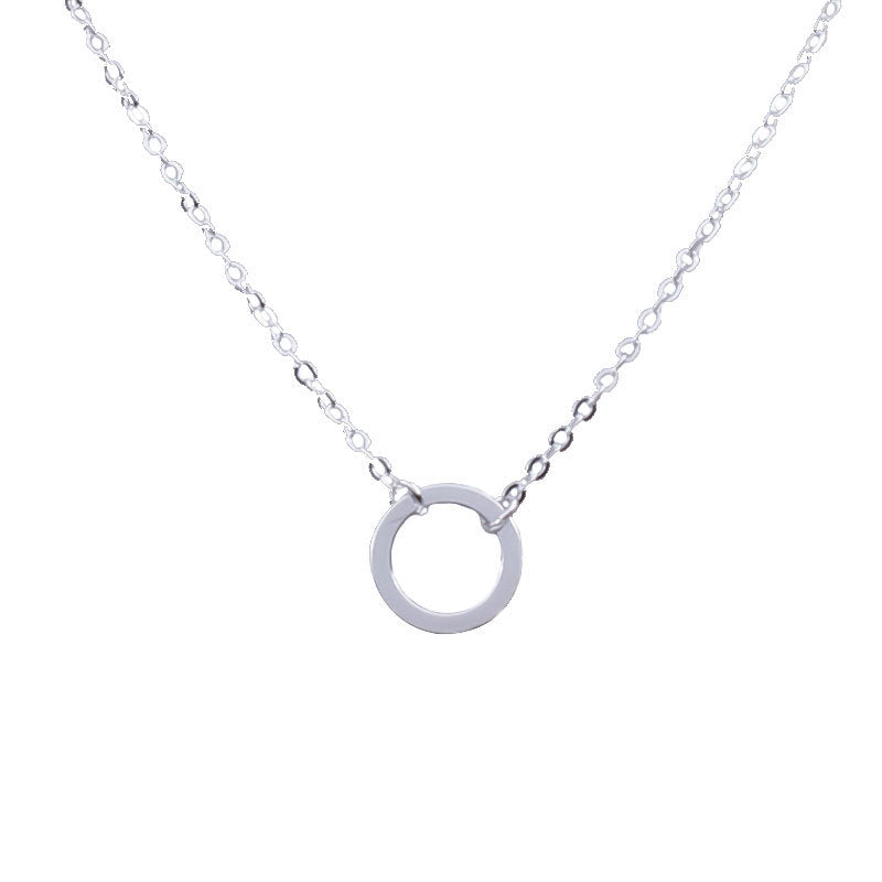 Minimalist Western Geometric Alloy Pendant Necklace for Women with Circular Charm and Regular Chain