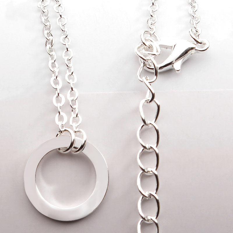 Minimalist Western Geometric Alloy Pendant Necklace for Women with Circular Charm and Regular Chain