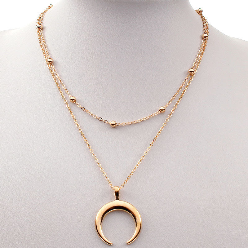 Women's Alloy Geometric Butterfly Crescent Moon Round Pendant Necklace Long Style Regular Chain
