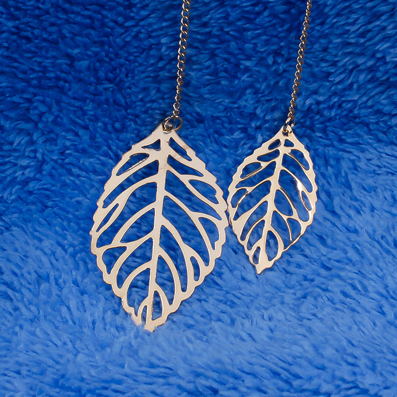Leaf Pendant Long Necklace Alloy Rope Chain