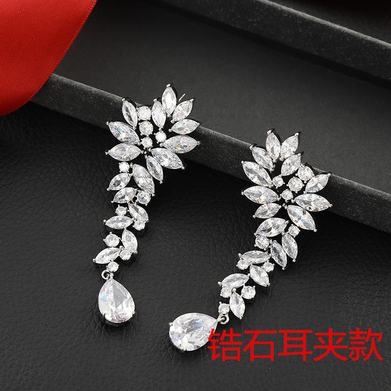 Minimalist Floral Rhinestone Ear Cuffs for Women Alloy Plated Earrings